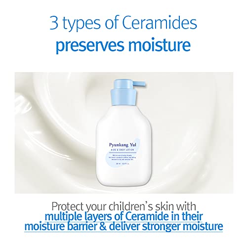 Pyunkang Yul PKY Kids & Baby Lotion Moisturizer with Ceramide, Hyaluronic Acid, Lecithin, Cica, Calming, Hydrating, Soothing, Moisturizing Cream for All Skin Types, Fragrance Free, 19.9 Fl.Oz. 590ml.