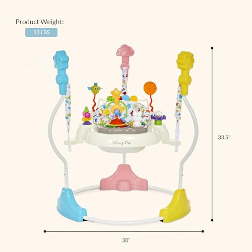 Dream On Me 2-in-1 Baby Activity Center & Bouncer Jumper, 360° Rotating Seat, 3-Height Adjustable, 12 Melodies with Lights & Interactive Toys, Promotes Early Development - Star Print