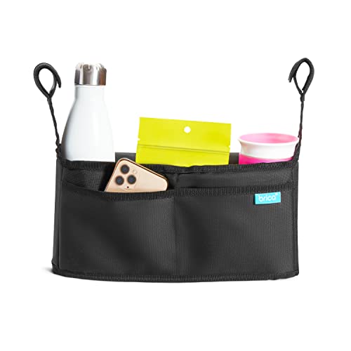 Munchkin Stroller Organizer with Cup Holders and Wet Wipes Case - Travel Storage Bag for Baby and Mom Essentials, Universal Fit, Fits UPPAbaby, Evenflo, BabyTrend and more, Black