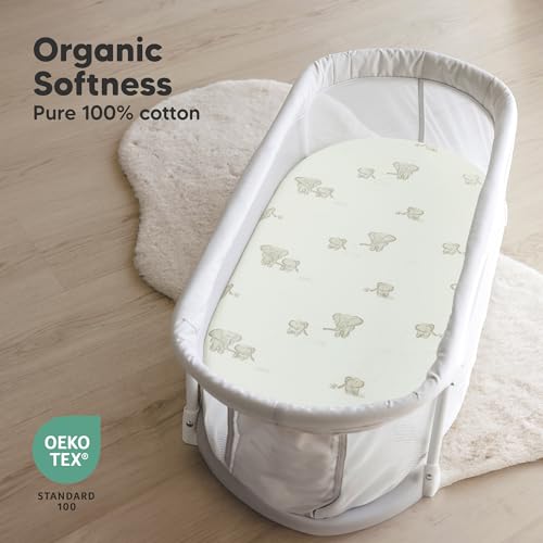 2-pk Organic Baby Bassinet Sheets Boys, Girls, Bassinet Fitted Sheet (Elly)