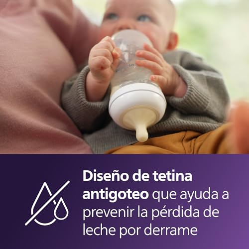 Philips Avent Natural Baby Bottles with Natural Response Nipples (Medium Flow, Flow 3), 9oz, Pink, 4-Pack, SCY903/14