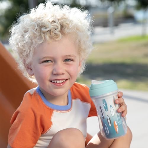 Chicco Insulated Sippy Cup 12+ Months, 9oz Toddler Training Cup with Bite-Resistant No-Spill Rim Spout, Double-Wall, BPA-Free, 2-Pack, Ocean Print/Surf