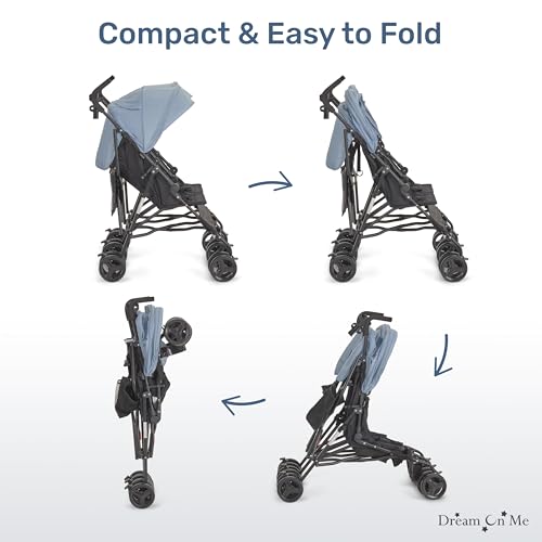 Dream On Me Twin Venture Umbrella Stroller in Light Blue, Multi Backrest Positions, Adjustable & Removable Canopy Double Stroller, 360°Swivel Wheels with Locks