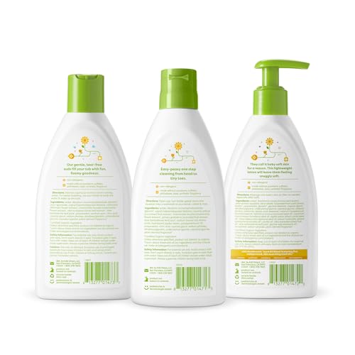 Babyganics Bath Time Giftset, Bubble Bath, Squeeze Foam Shampoo + Body Wash, Moisturizing Daily Lotion in Chamomile Verbena