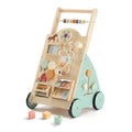 DUMOS Wooden Baby Push Walker, Montessori Activity Toys with Adjustable Speed for 1 Year Old, Silent Rubber Wheels, Wood