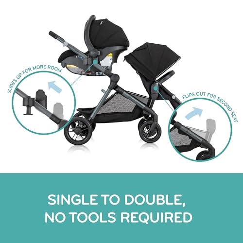 Evenflo Pivot Xpand Modular Travel System with LiteMax Infant Car Seat (Sabino Gray)