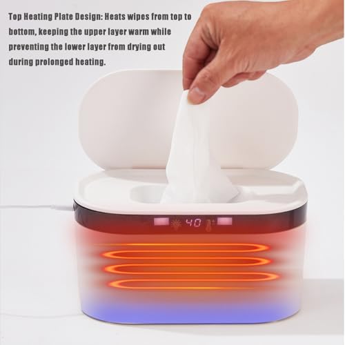 PandaEar Baby Wipe Warmer, Large Capacity Moist Wipe Dispenser with 5-Level Temperature Heating Control, Quiet & Even Heating, Diaper Wipe Warmer with Night Light