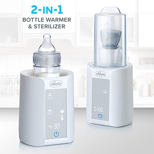 Chicco Digital Bottle Warmer & Sterilizer for Baby Bottles, Baby Food Jars, and Milk Bags | Eliminates 99.9% of Germs | 4 Heating Options | Digital Touchscreen | Automatic Shut-Off & Sound Alert