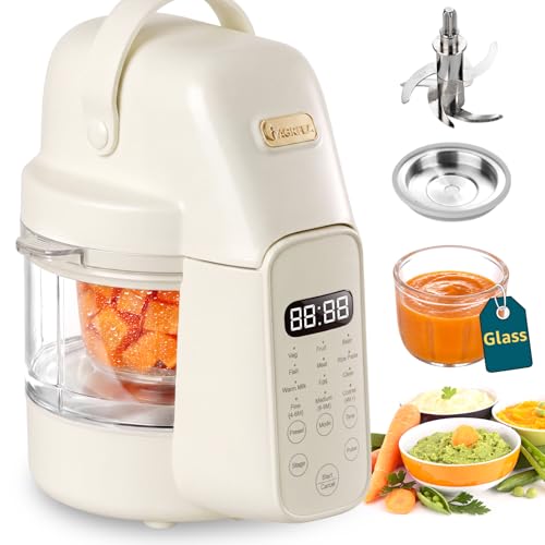 IAGREEA Baby Food Maker, 9-IN-1 Glass Baby Food Processor Steamer Puree Blender Grinder, One Step Auto Cooking Machine for Homemade Baby Food, BPA-Free