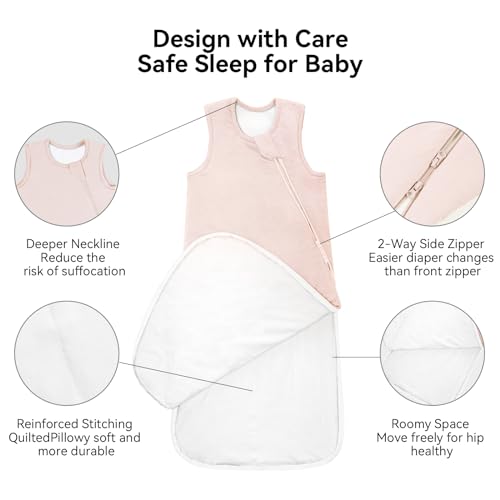 BubblePanda Rayon Made from Bamboo Sleep Sack 6-12 Months 1.0 Tog Soft Toddler Sleeping Sack for Babies 2-Way Zipper Baby Wearable Blanket