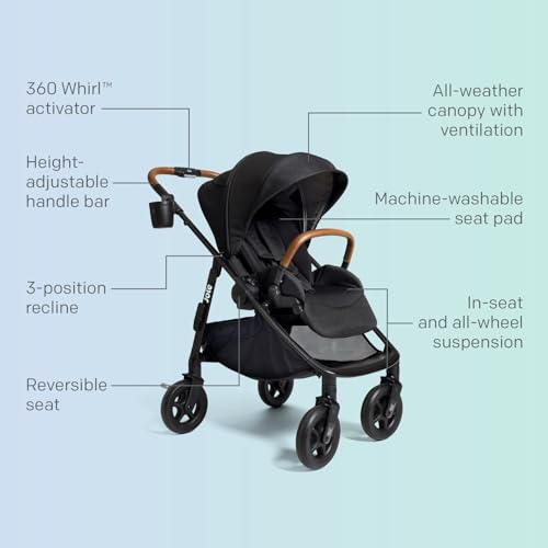 Joie Baby, Poppy Whirl Stroller and Mint Latch Car Seat Travel System (Shale) - 360 Whirl™ Travel System