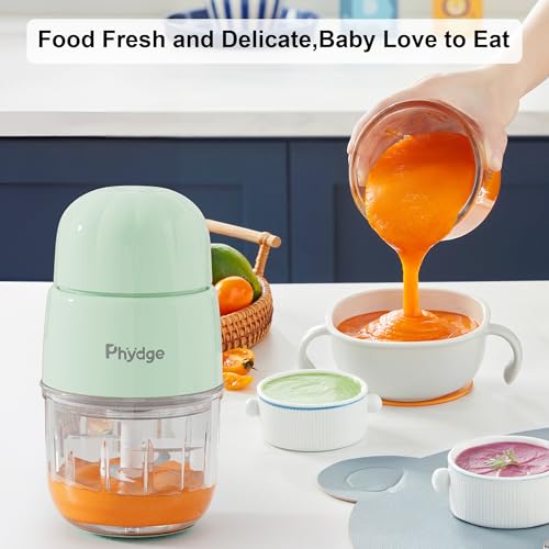 Phydge Baby Food Maker, Green Baby Food Blender, 10oz Baby Food Puree Maker, Food Processor for Baby Foods Fruit Vegetable Meat, 10-Second Quick Soft Food Prep for Baby
