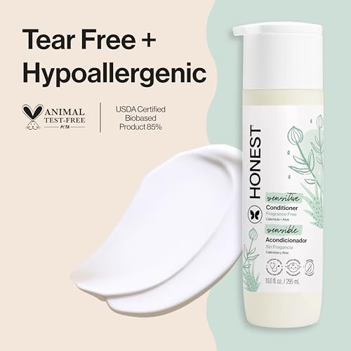 The Honest Company Silicone-Free Conditioner | Gentle for Baby | Naturally Derived, Tear-free, Hypoallergenic | Fragrance Free Sensitive, 10 fl oz