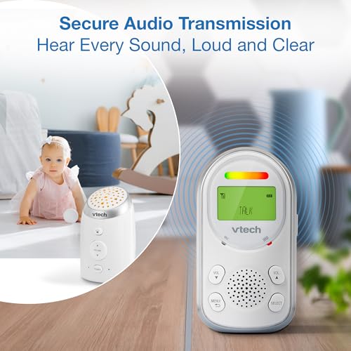 VTech 2 Parent Units Digital Audio Baby Monitor with Glow-on-Ceiling Night Light, Up to 1,000ft of Range, Vibrating Sound-Alert, Two-Way Talk Intercom, Sound Indicator, Secure Transmission: TM8212-2