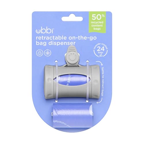 Ubbi Retractable Bag Dispenser for Diaper Bag, Gray