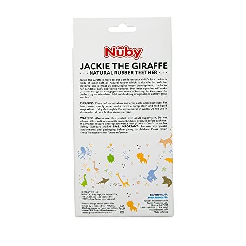 Nuby Jackie The Giraffe Natural Rubber Teether - 3+ Months - Baby Teething Toy
