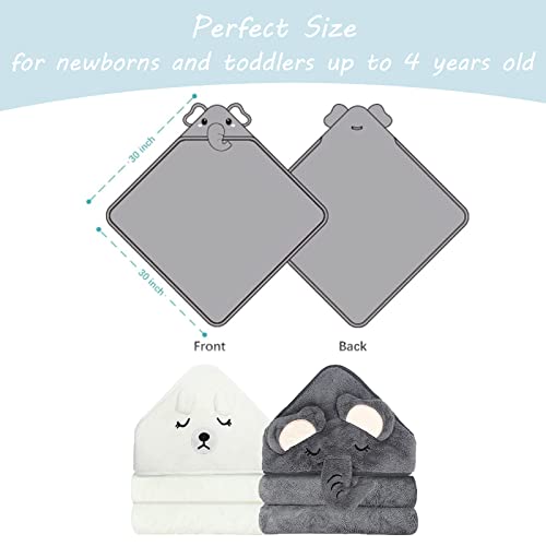 ROXANEPIG 12 PCS Baby Bath Towels Set for Newborn Toddlers, 4 PCS Hooded Baby Towels & 8 PCS Washcloths, Ultra Absorbent Newborn Bath Essentials Gift for Boys & Girls