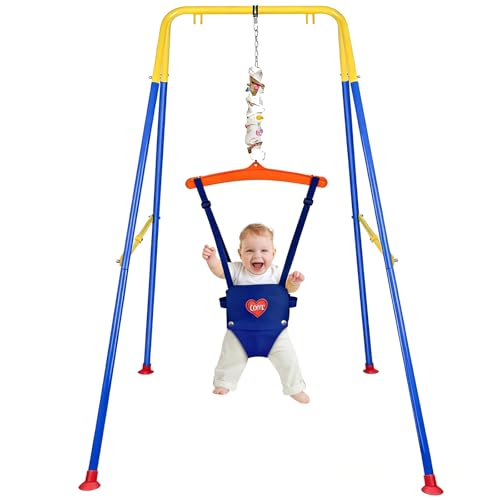 UMIKOOL DIRECT Baby Jumper with Stand, Jumper for Baby 6-24 Months, Baby Jumpers and Bouncers with Adjustable Chain, Easy to Assemble & Store, Infant Jumper for Indoor/Outdoor Play
