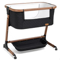ANGELBLISS Electric Baby Bassinet Bedside Sleeper with Auto Rocking, Remote/Touch Control, 3 Timer Modes, 12 Sounds, 6 Heights, Storage & Wheels (Black)