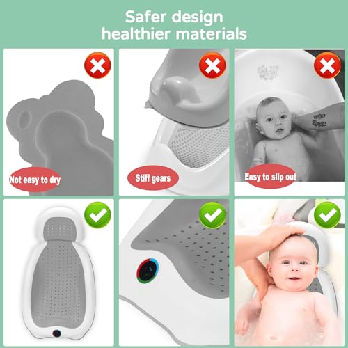 babove Baby Bath Support | Newborn Bathtub,Ideal for Babies Less Than 6 Months Old with Thermometer Baby Bather, Baby tubs for Baby tubs for Newborn Essentials Must Haves-Baby tub (Gray)