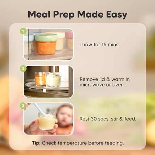 KeaBabies 12pk 4oz Glass Baby Food Containers with Lids - Leak-Proof, Microwavable Small Glass Jars, Baby Purees & Toddler Snack Storage Containers, BPA-Free, Dishwasher & Freezer Safe (Nord)