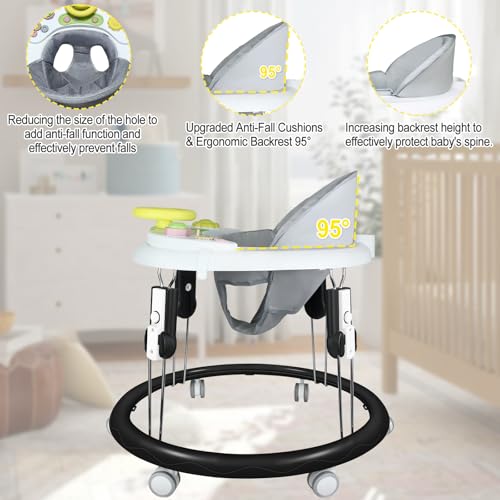 Foldable Baby Walker for Boys Girls, 5-in-1 Toddler Activity Walkers
