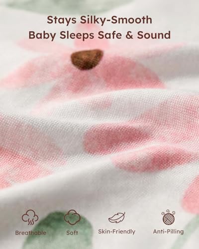 Yoofoss Pack and Play Sheets Girl 2 Pack, 38x26 Mini Crib Sheets Fitted for Baby Compatible with Graco Pack n Play Mattress,Ultra Soft Breathable Microfiber Pink Floral