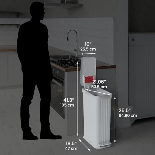 Patented 13 Gallon STEP Adult Diaper Pail, Fits Kitchen Bags, Odor Filter Trash Can, 40+ Diapers Capacity, No Refills Needed, Incontinence Underwear & Nursery Diapers, ADA Compliant, Matte Stone Gray