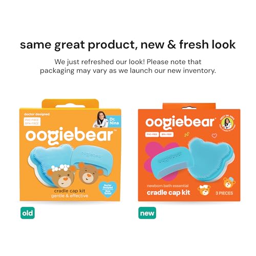 oogiebear Cradle Cap Brush Kit for Babies – Gentle and Safe Scalp Massage Care with Sponge, Brush, and Comb for Newborns and Babies