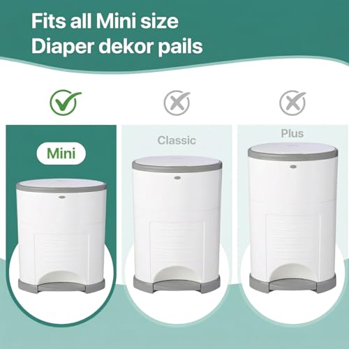 6 Pack Diaper Pails Refills for De-k-or Mini, 30% Extra Thick Heavy Duty Leak-Proof Liners, Multi-Layer Odor Defense Film, Holds 1980 Diapers, Fresh Scented Baby Changing Essentials