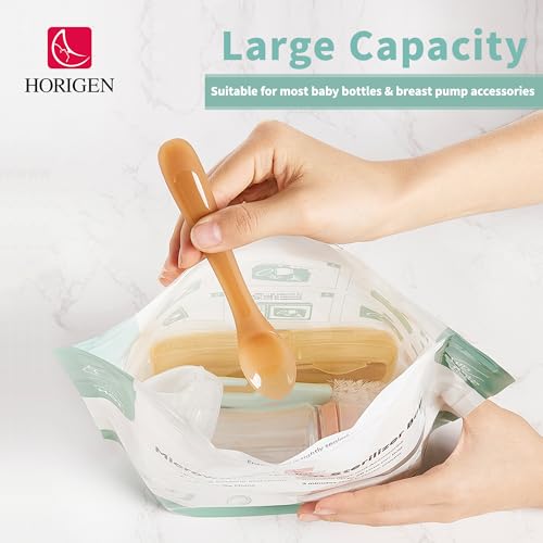 16 Packs Larger Microwave Sterilizer Bags, Reusable Baby Bottle Sterilizer Bags(20 Uses Per Bag), Microwave Steam Sterilizer Bags Great Cleaner for Baby Bottle and Pump Parts When Travel and Work