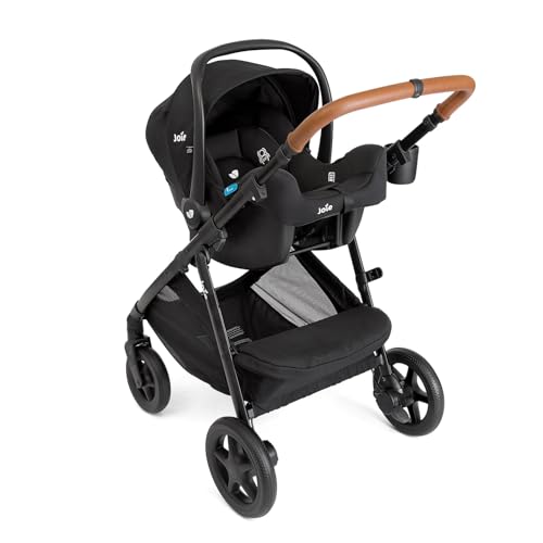 Joie Baby, Ginger and Rue Travel System – 4-in-1 Travel System with Lightweight Baby Car Seat and an Included Anti-Rebound Base for Easy Install and Height-Adjustable Stroller (Shale Dark)