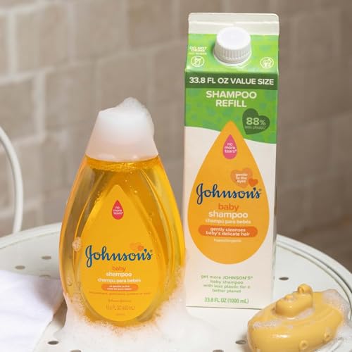 Johnson's Baby Head-To-Toe Body Wash and Shampoo Refill Duo, Tear-Free & Hypoallergenic Baby Body Wash & Shampoo for Newborn’s Sensitive Skin & Hair, Value Size Refill Bottles, 33.8 fl. oz