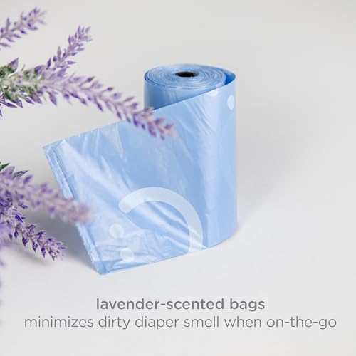 Ubbi On-the-Go Refill Bags, Diaper Disposal Waste Bags, Lavender Scented, On-the-Go Diapering Essentials, 4 Pack