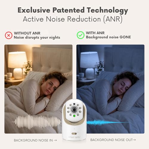 Infant Optics DXR-8 PRO - Patented Active Noise Reduction (ANR), 5” HD Video Baby Monitor with 1 Camera, No WiFi, Hack-Proof,Pan Tilt Zoom, Interchangeable Lens