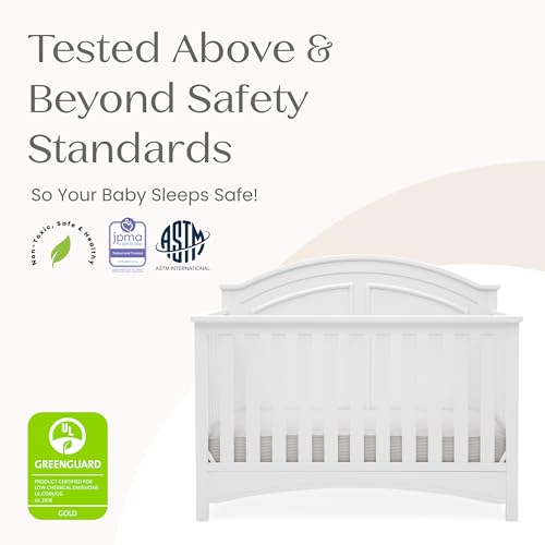 Delta Children Perry 6-in-1 Convertible Crib - Greenguard Gold Certified, Bianca White