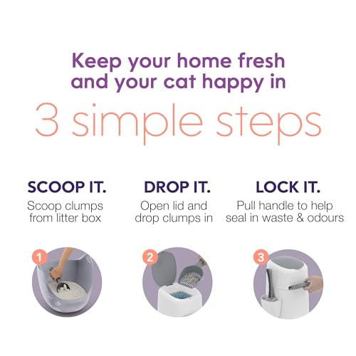 Litter Genie Style Pail Cat Litter Box Waste Disposal System for Odor Control Includes 1 Square Refill Bag