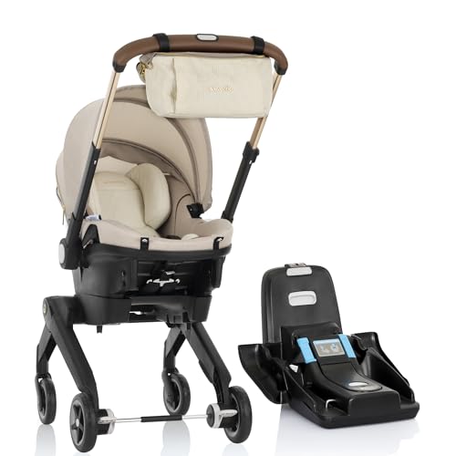 Evenflo Shyft DualRide Infant Car Seat Stroller Combo with Green & Gentle Fabric (Champagne)