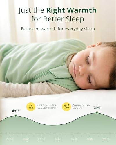 EARTH PENGUIN Soft Bamboo Viscose Baby Sleep Sack 6-18 Months, 1.0 TOG Baby Sleeping Bag 2 Pack, Cozy Baby Wearable Blanket 2-Way Zipper