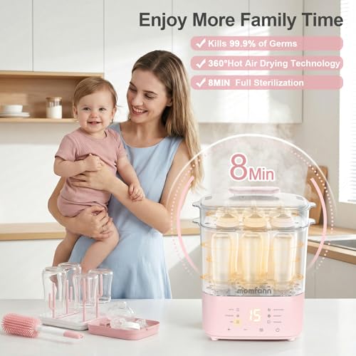 Bottle Sterilizer and Dryer, Compact Electric Steam Baby Bottle Sterilizer丨Esterilizador de Biberones for Baby Bottles, Pacifiers, and Pump Parts, Large Capacity