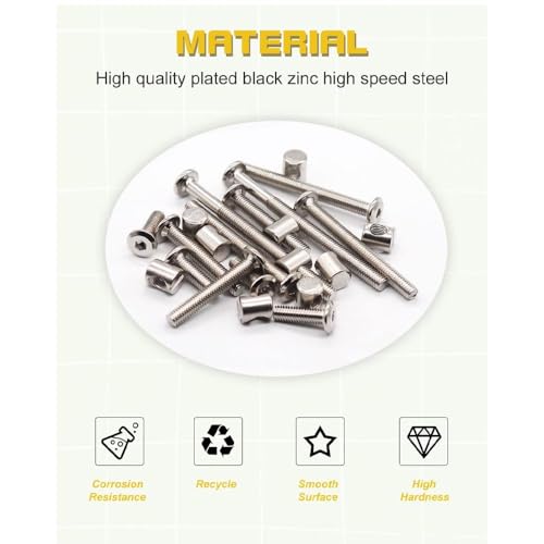 Crib Screws Hardware Replacement Kit- Baby Bed Frame Bolts &Barrel Nuts Set for Delta/Graco/Dream,M6x40mm/50mm/60mm/70mm/80mm Hex Drive Socket Cap Screws Barrel Nuts.(Silver-25set)
