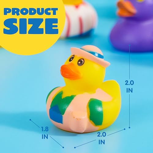 JOYIN 30 Pcs Rubber Ducks, Random Assortment Ducks Bulk with Mesh Carry Bag, Mini Rubber Duckies for Baby Bath Toys, Kids Toddler Summer Pool Toys Birthday Gifts Party Favors