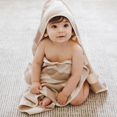 Burt's Bees Baby Hooded Woven Terry Towels Organic Cotton, Unisex Bath Essentials, Soft Nursery Towel for Infants, Toddlers, Kids