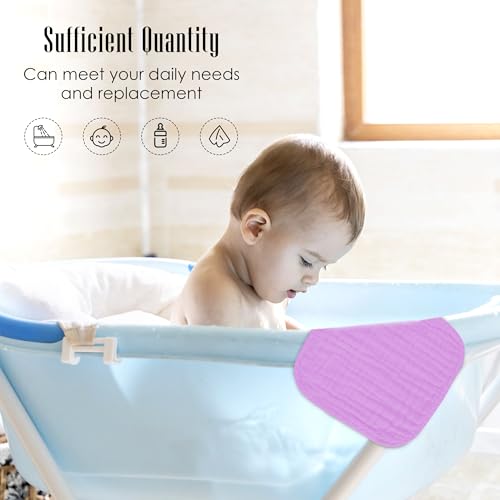BAMBOO QUEEN Baby Washcloths -100% Cotton Muslin Soft Baby Bath Wash Cloths and Absorbent Baby Wipes for Newborns Kids Girls and Boys - 12 Pack, 12x12 Inches - Pink, Purple, Sakura Series