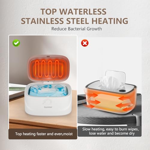 Baby Wipe Warmer, Wipe Warmer and Baby Wet Wipes Dispenser, 3 Temperature Control Large Capacity Wipes Warmer for Babies with Night Light (Pure White)