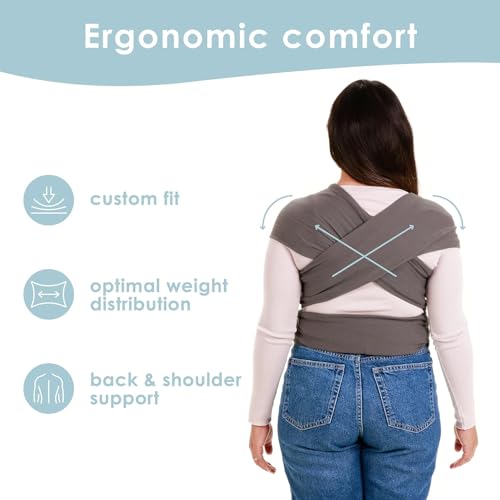 Sleepy Wrap Baby Carrier Newborn to Toddler 7-35 lbs - Lightweight, Breathable Baby Wrap Carrier - Stretchable, Ergonomic Baby Sling Carrier for Hands Free Support and Bonding (Dark Gray)