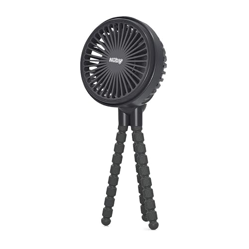 Nuby 3-Speed Stroller Fan with Adjustable Legs - Stroller Accessories - Summer Travel Essentials - Ideal for Car Seats and Play Yards - Black