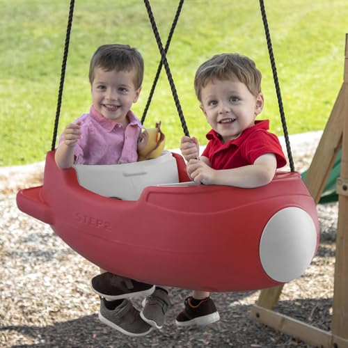 Step2 Rocket Swing for Two, Baby Outdoor Swing, Outside Weather-Resistant Rope, Attach to Playset, for Toddlers 9 Months - 3 Years Old