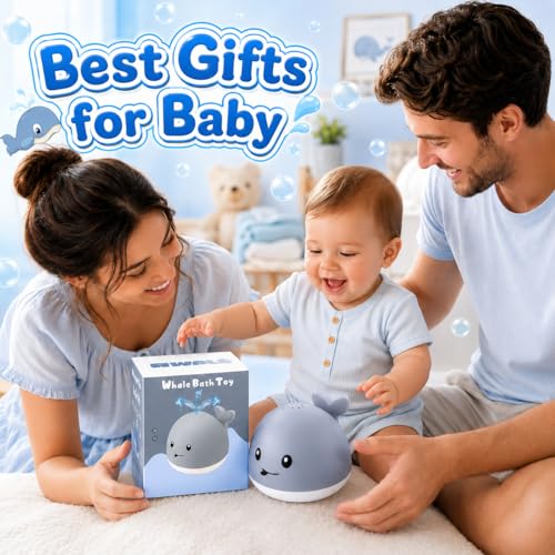 Gigilli Baby Bath Toys, Light up Bath Toys for Kids Ages 1-3, Pool Water Toys 1 Year Old Boys Girls Gifts, 6-12-18 Months Baby Whale Bath Toy Sprinkler, Toddler Fountain Bathtub Water Table Toy