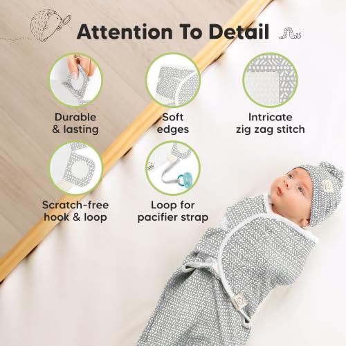 KeaBabies 3-Pack Organic Swaddles for Newborns Girls, Boys with Hats - Soft Cotton Baby Sleep Sacks 0-3 Months, Breathable Baby Hats and Swaddles 0-3 Months, Newborn Essentials Must Haves (Nordic)